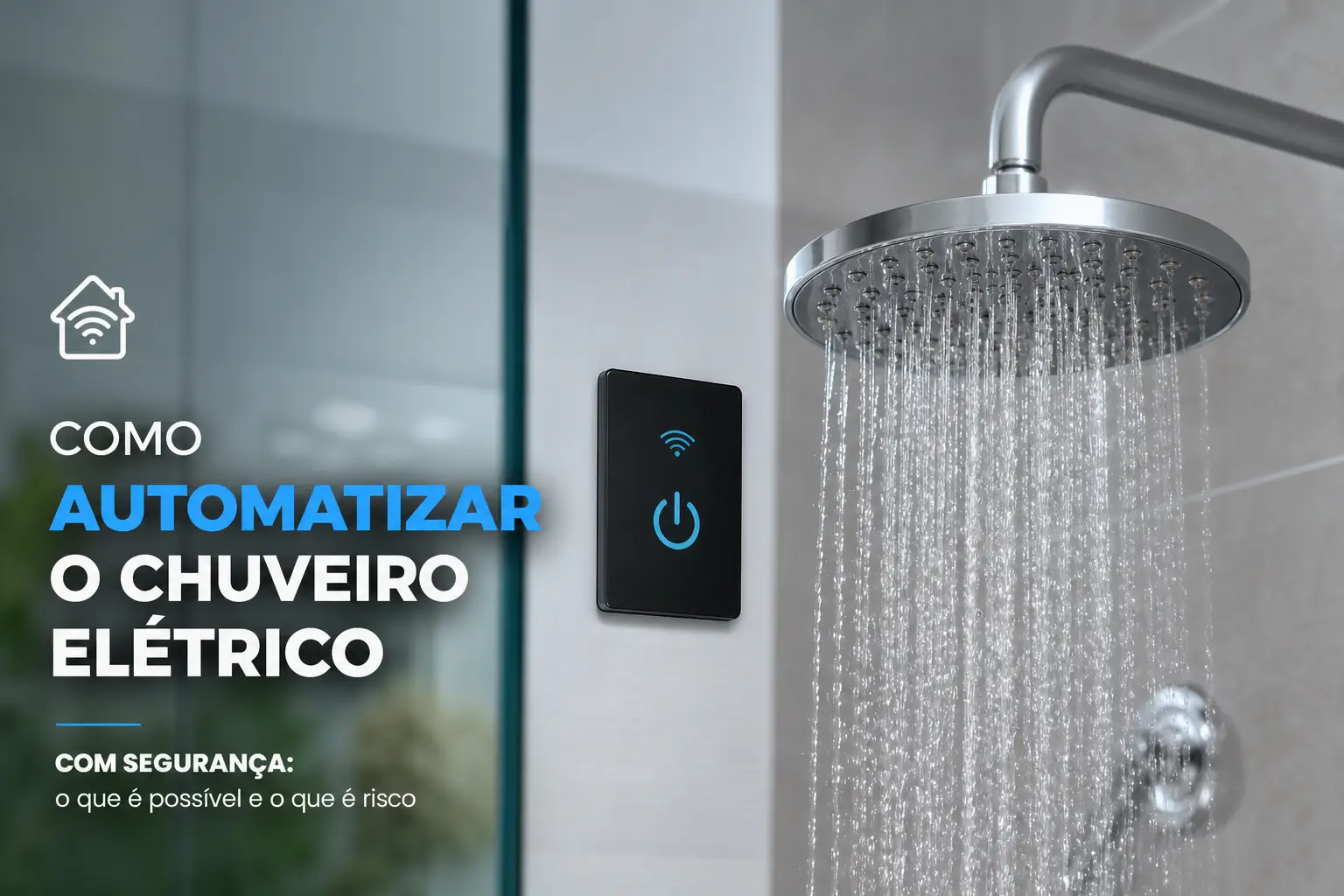 Chuveiro elétrico moderno com controle e ícone de wi-fi