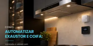 Cozinha moderna com exaustor automatizado e painel de controle
