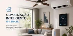 Sala moderna com climatização inteligente e controle de temperatura