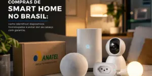 Sala com dispositivos inteligentes homologados pela ANATEL para smart home