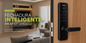 Fechadura inteligente com teclado em portas de apartamento