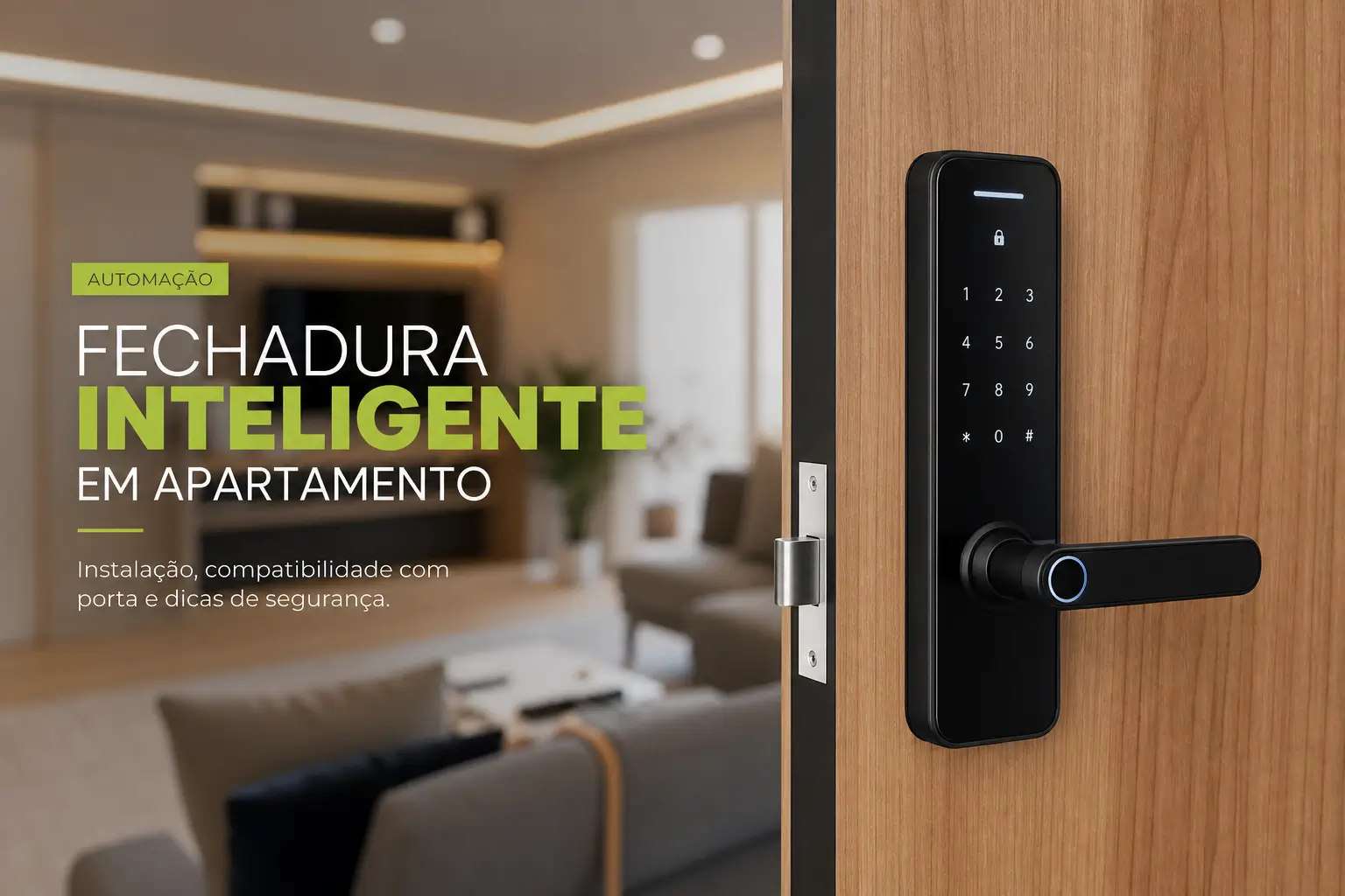 Fechadura inteligente com teclado em portas de apartamento