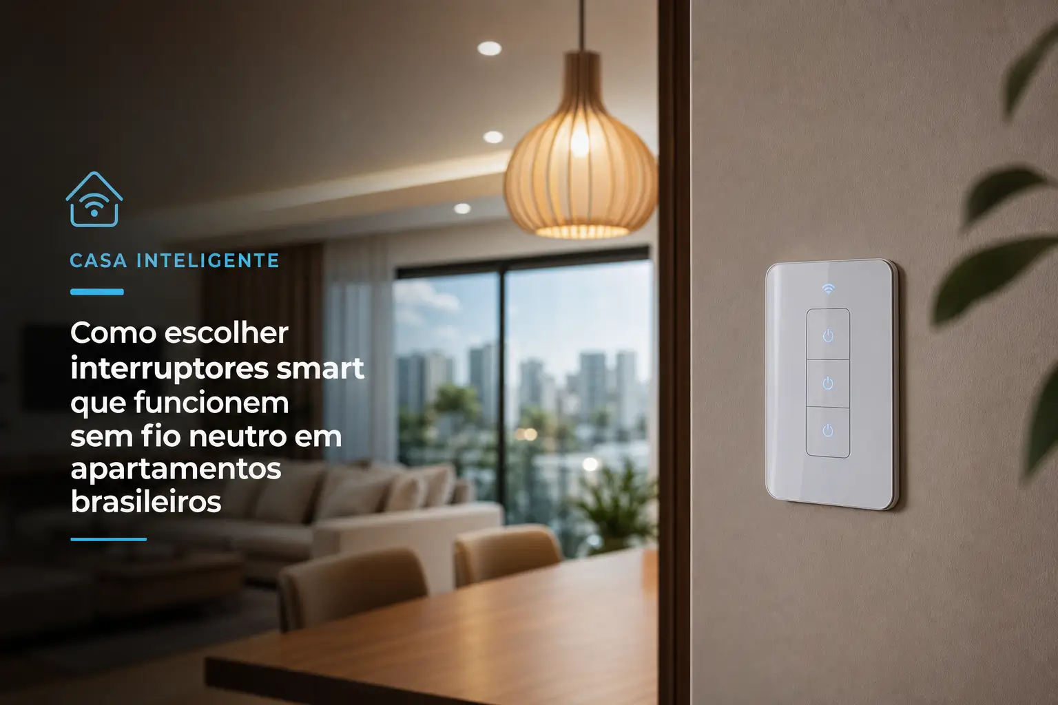 Sala moderna com interruptor inteligente "CASA INTELIGENTE"