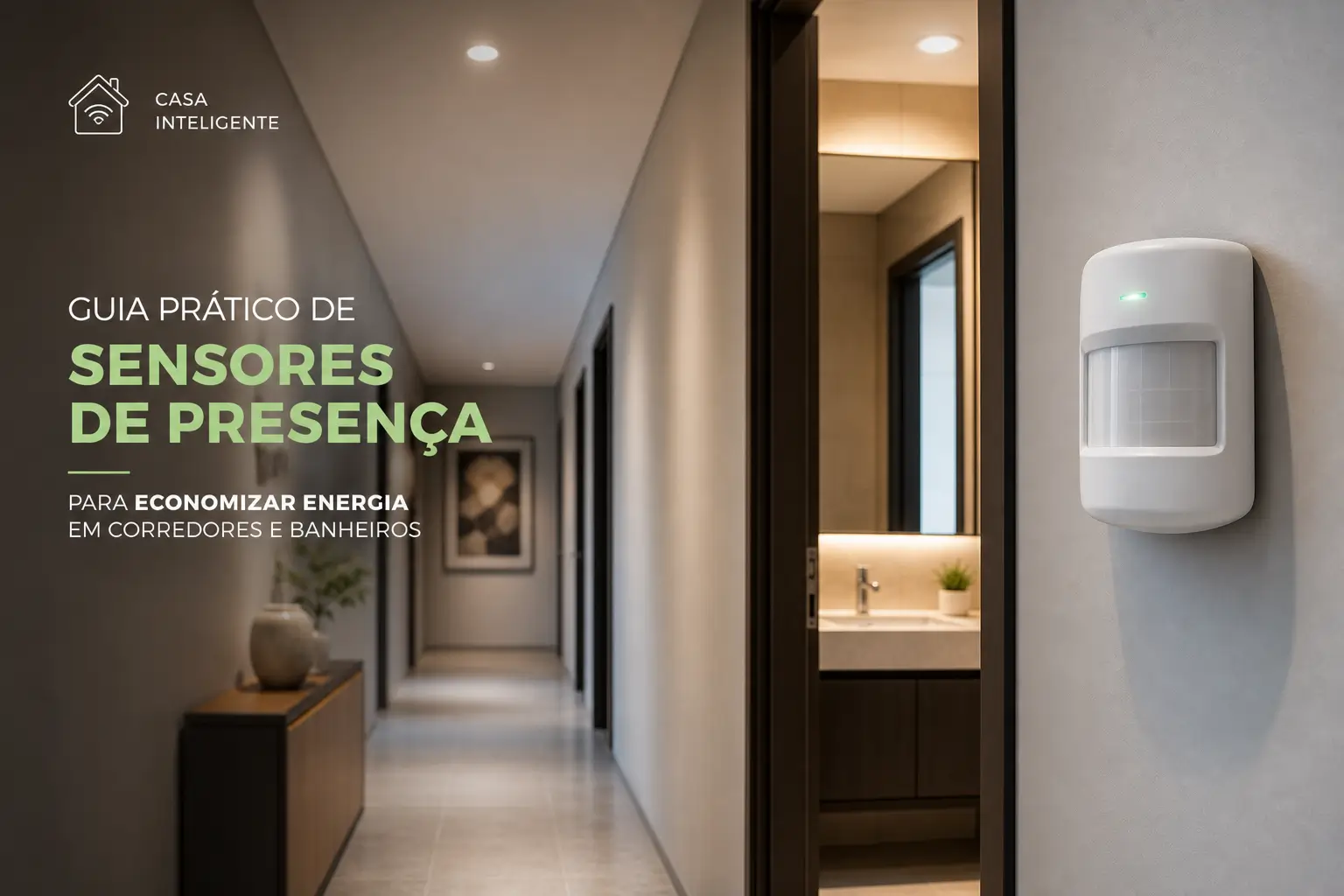 Corredor moderno com sensor de presença e iluminação embutida