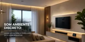 Sala moderna com sofá, TV e plantas para educação financeira