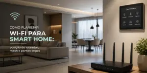 Roteador inteligente em sala com Wi-Fi para casa inteligente