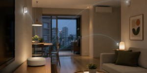 Hub doméstico conectado a sensores distribuídos em uma sala